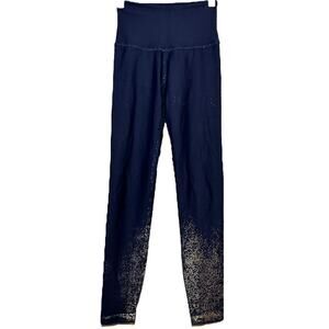 Beyond Yoga Alloy Ombre High Waist Midi Leggings Cropped Navy Gold Sparkle XS